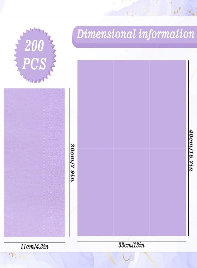 وولاين مجموعة مناديل ضيوف من والين، 200 قطعة، لون بنفسجي، للاستخدام مرة واحدة، برائحة الخزامى، مثالية لحفلات العشاء، مناديل ورقية يدوية مزخرفة، مناسبة للحمام، حفلات الزفاف، حفلات توديع العزوبية، حفلات أعياد الميلاد، مستلزمات تزيين الطاولات - Image 2